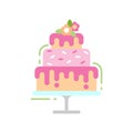 Wedding cake dessert flat color icon. Sweet gift concept.